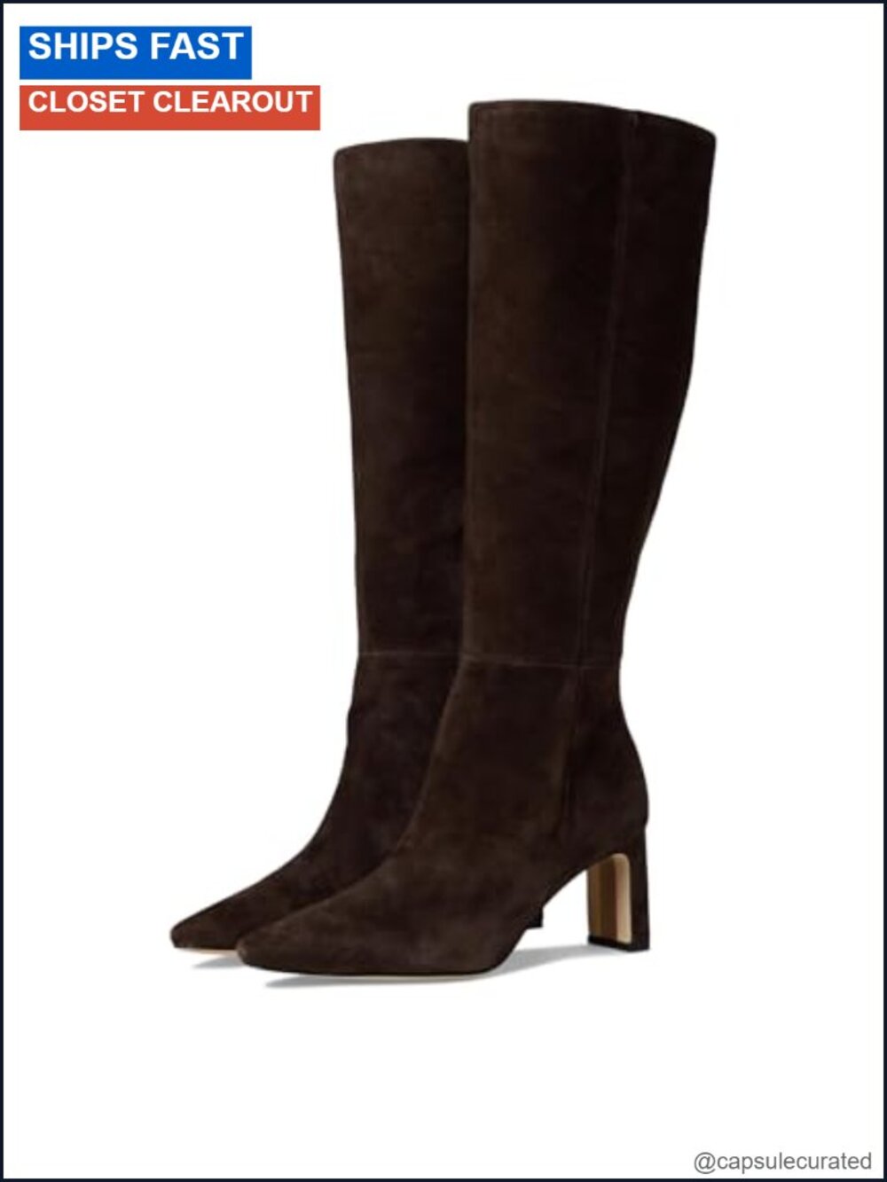 Suede Knee High Block Heel Pointed Toe Zip Boots Women's Autumn Fashion